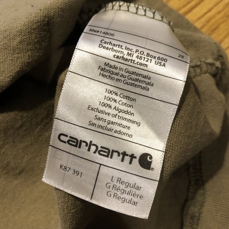 Carhartt ワンポイントポケT  カーキL