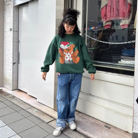 90s USA製　Russell クリスマスベアースウェット