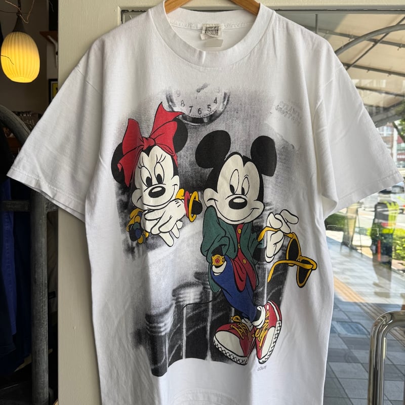 希少　90s　Disney　ミッキー　ミニー　Tシャツ　made in USA Disney - 90s USA製 Disneyディズニー ミッキー&ミニー マウス