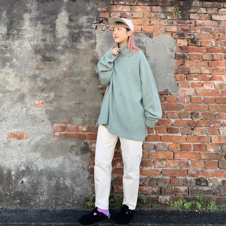 POLOハーフジップコットンニット