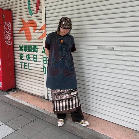 後染め ミッキー ロング丈Tシャツ