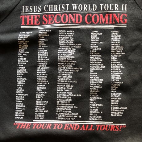 〜90's JESUS CHRIST WORLD TOUR II 両面プリントスウェット