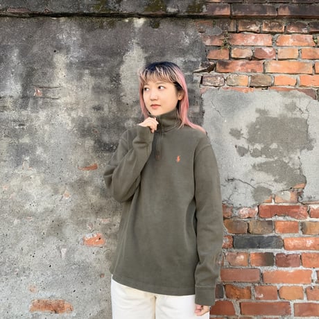 POLOハーフジップコットンニット