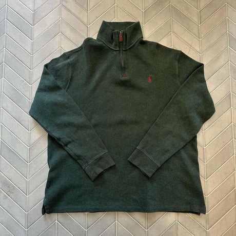 POLO コットンハーフジップニット