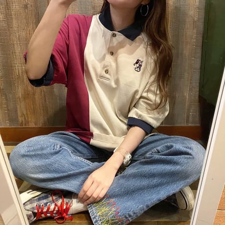 ミッキーデザインビッグポロシャツ