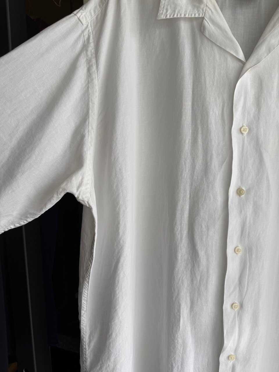 Ralph Laurenリネン半袖シャツ 白 L | CUSTOM FEVER