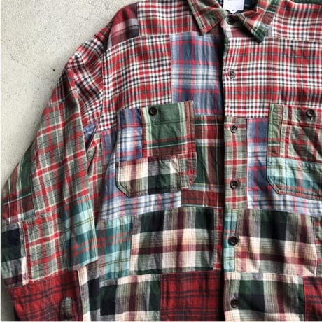 Poloパッチワークシャツ  M