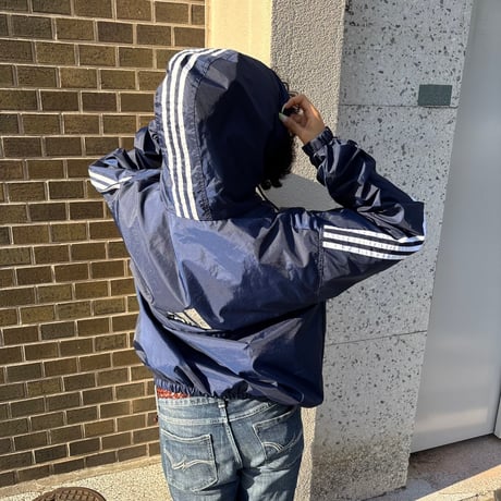 90s adidas フーディナイロンジャケット