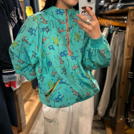 スキー柄ハーフジッププルオーバー