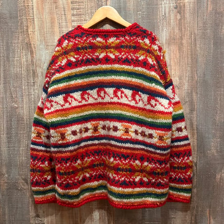 EXPRESS TRICOT 総柄ニットカーディガン