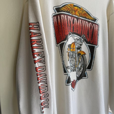 90's HARLEY DAVIDSON 袖プリントサーマルロンT