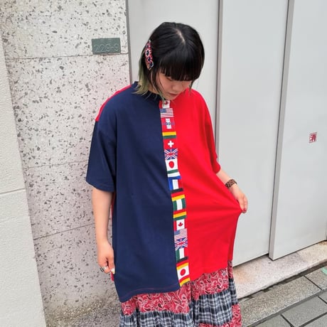 80-90s adidas 国旗Tシャツ