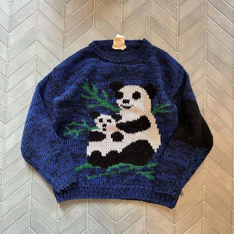 HAND KNIT🧶パンダの親子柄アクリルニット
