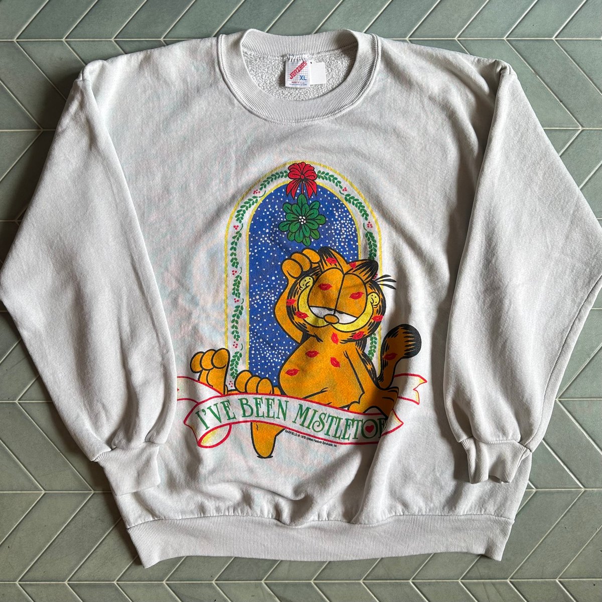 90s USA製 ガーフィールド プリントスウェット グリーン vintage 80s90s USA製 ガーフィールド ラグランスウェット 白 L