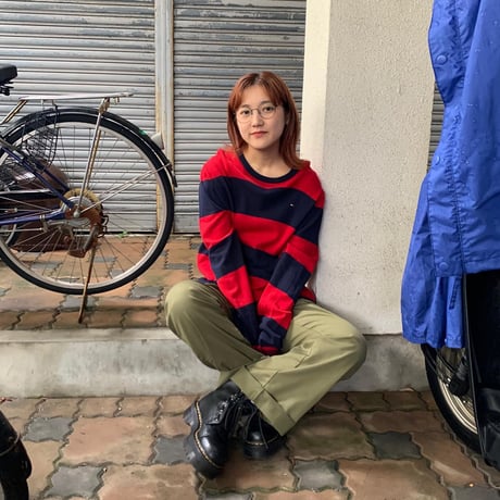 TOMMYボーダーコットンニット