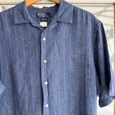 90's Ralph Lauren 半袖リネン無地シャツ 〝CALDWELL〟