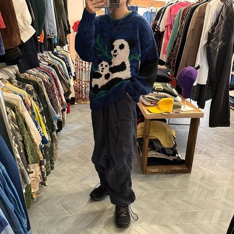HAND KNIT🧶パンダの親子柄アクリルニット
