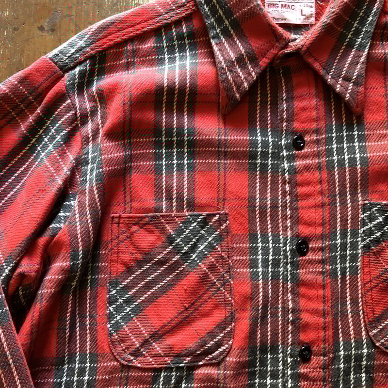 90's BIGMAC/ヘビーネル/好配色/ 90's BIG MAC USA製 好配色 ヘビネルシャツ ブラウン - メルカリ