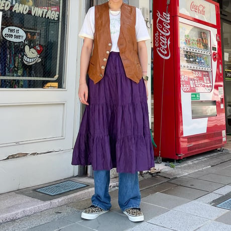 LIBERTY コンチョボタンレザーベスト