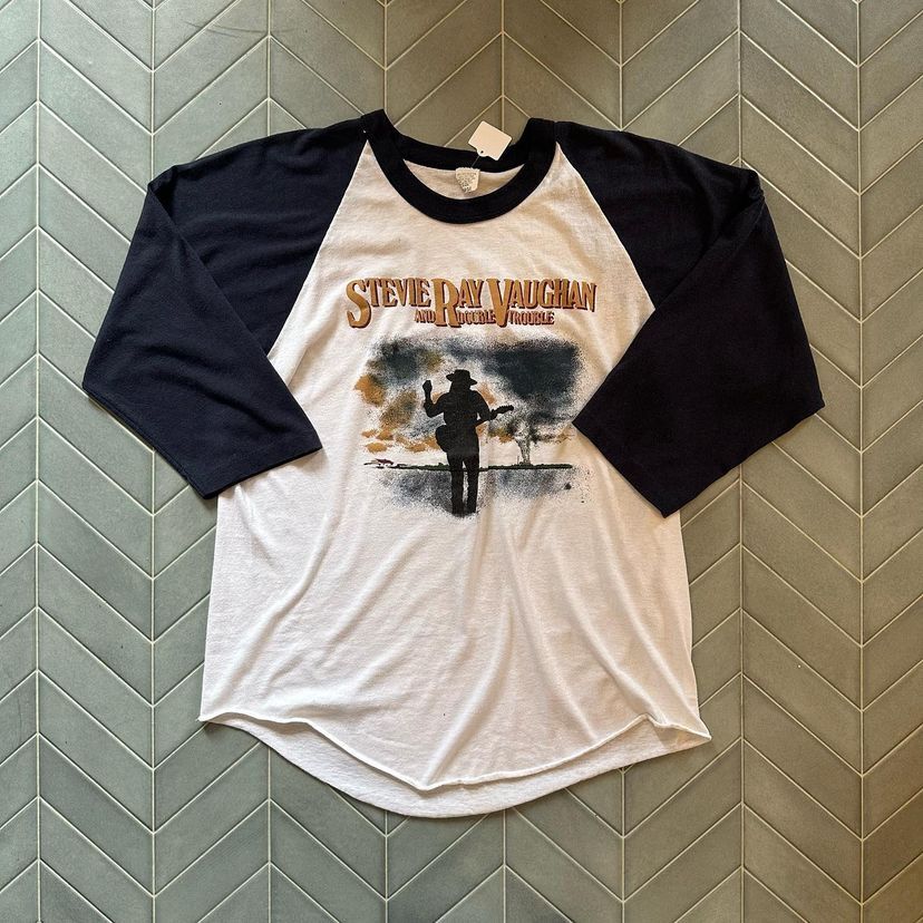 80sUSA製レイボーツアーTシャツラグラン/ローリングストーンズNirvana 84年スティーヴィー・レイ・ヴォーンツアーラグランTシャツ