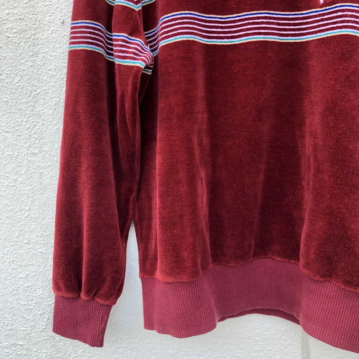 90s HANG TEN ベロアボーダースウェットシャツ 黒 デッドストック