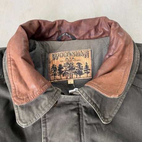A.T.A WOODSNAN 襟レザー切替ジャケット