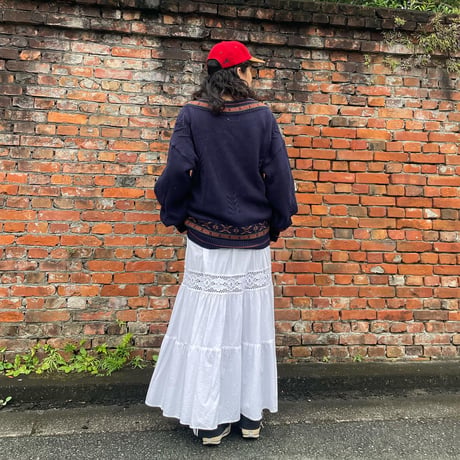 USA製Woolrich Vネックデザインコットンニット