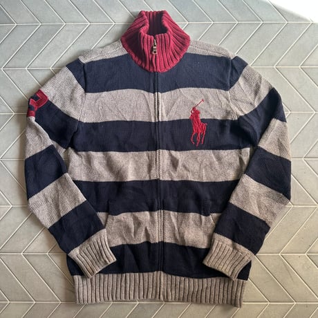 POLO フルジップボーダーニット
