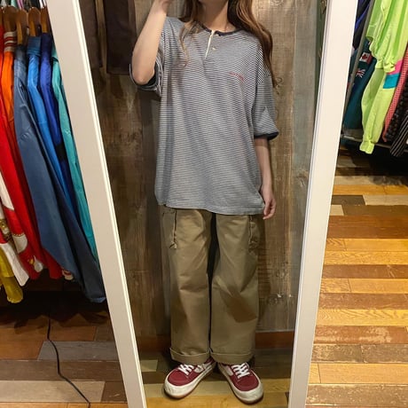 TOMMY HILFIGERヘンリーネックボーダーTシャツ