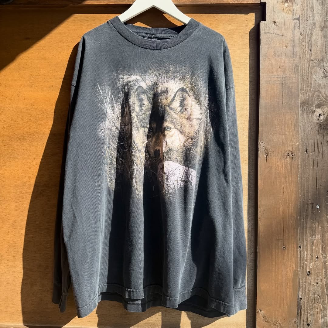 希少90's threeeleven 311 ロンT 袖プリ フェード紺USA製 希少90's