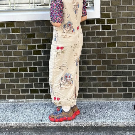 総柄ノースリーブワンピース