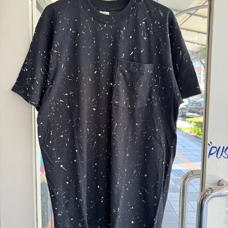 90's 蓄光塗料スパッタリングTシャツXL