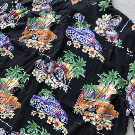 Reyn spooner アメ車柄レーヨンシャツ XXL