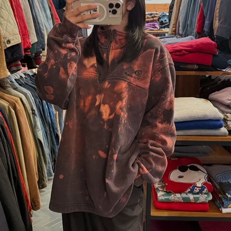 carhartt ブリーチ加工 ハーフジップスウェット
