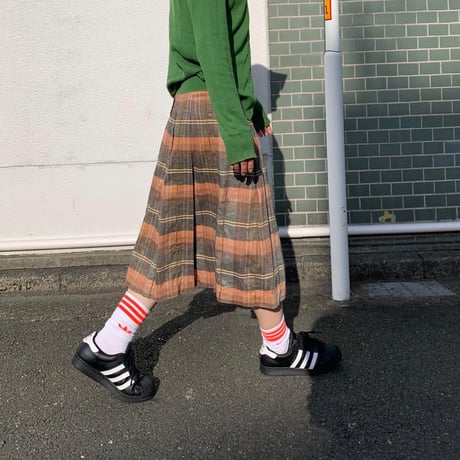 フランス製チェックプリーツスカート