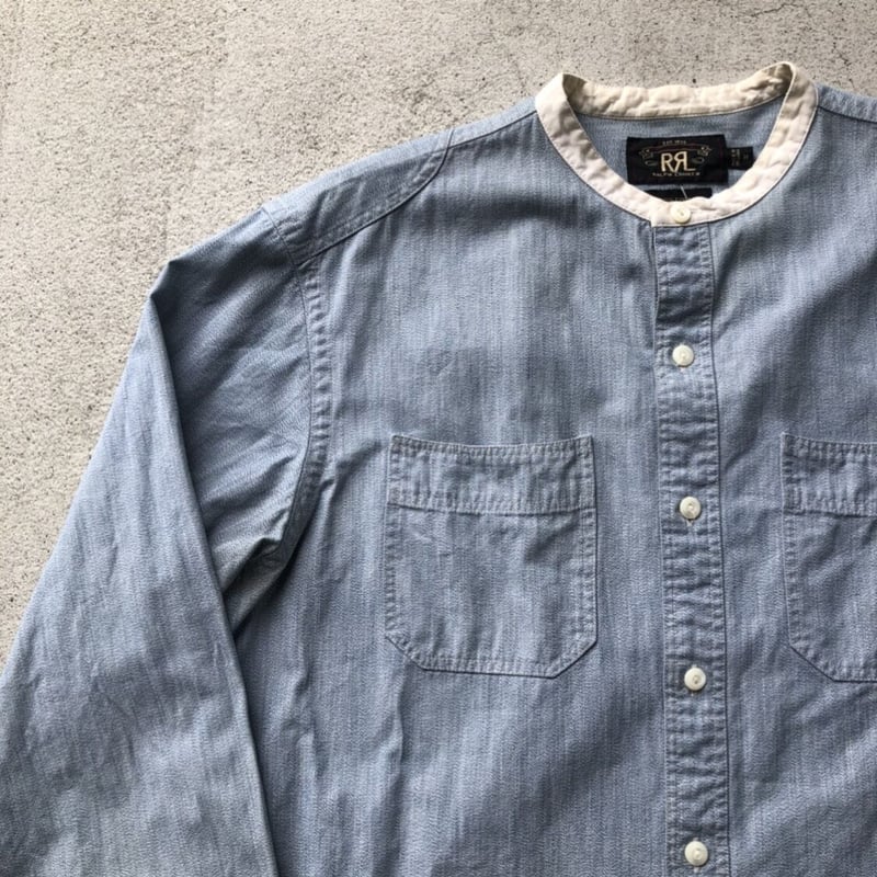 RRL / 長袖シャツ/バンドカラー/M/コットン/BLU RRL〟 RALPH LAUREN バンドカラーシャツ M | CUSTOM FEVER