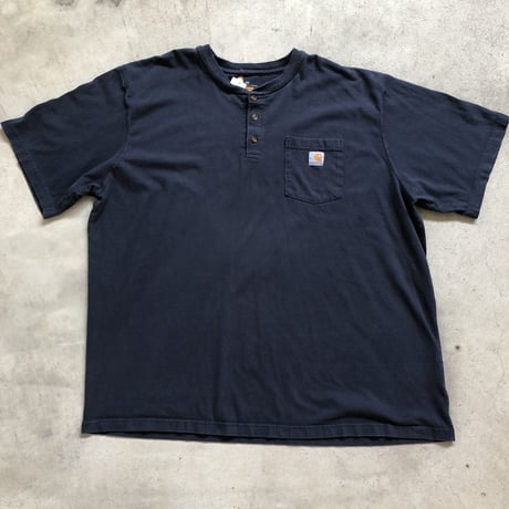 Carhartt ワンポイントポケ付きヘンリーT グレーXL,ダークネイビー3XL
