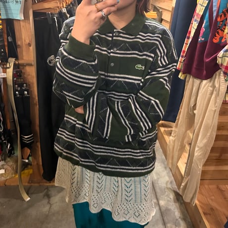 LACOSTE 襟付き総柄セーター