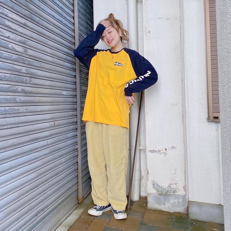 ロンT navy×light yellow 38 NAUTICAラグランスリーブロンT | CUSTOM FEVER