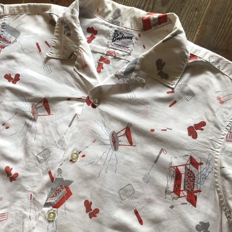 60's コットン総柄シャツ〝バーベキュー〟