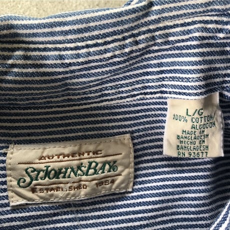 〜00's ST JOHN'S BAY ヒッコリーストライプシャツ L