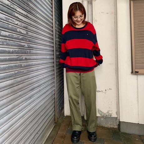 TOMMYボーダーコットンニット