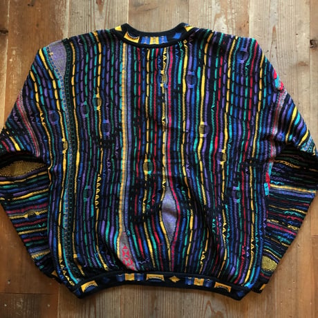 90's COOGI 3Dコットンニット Vネック