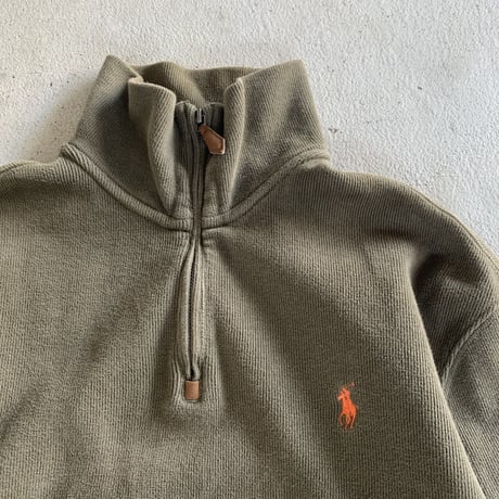 POLOハーフジップコットンニット