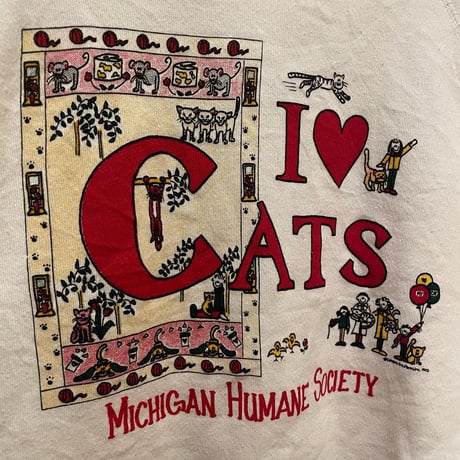 USA製I♡CATS ラグランスウェット