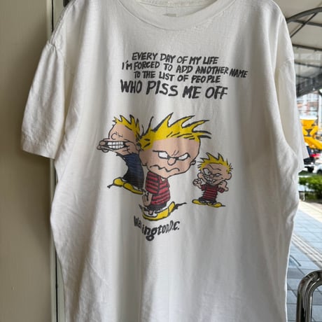 90's Calvin and HobbesキャラTシャツ