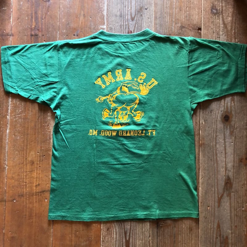 70's 〜ARTEX U.S.ARMY 両面フロッキープリントTシャツ サイズL