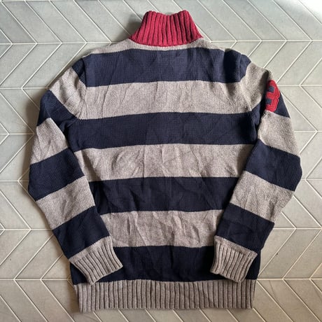 POLO フルジップボーダーニット
