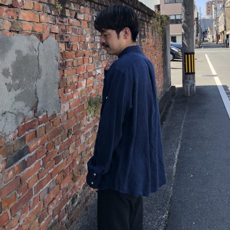 Ralph Laurenリネン長袖シャツ ネイビー XXL