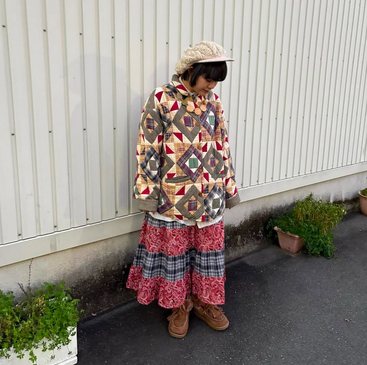 VINTAGE クロスステッチ 刺繍 藍染 リバーシブル パッチワークジャケット VINTAGE クロスステッチ 刺繍 藍染 リバーシブル パッチワーク